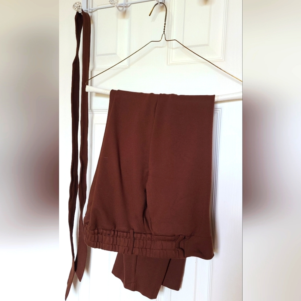 Rachel Zoe brown knit spandex stretch pant elastic waist 8
